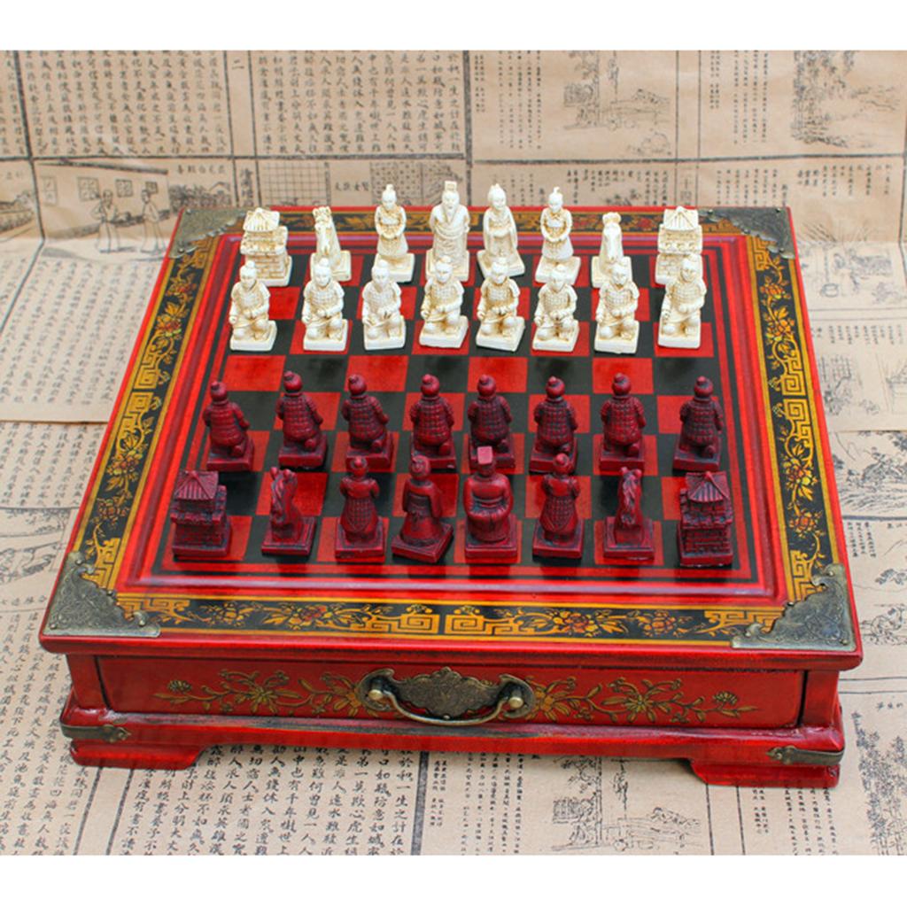 Vintage Collectible Board Games - Набор китайских шахмат из смолы, антикварная