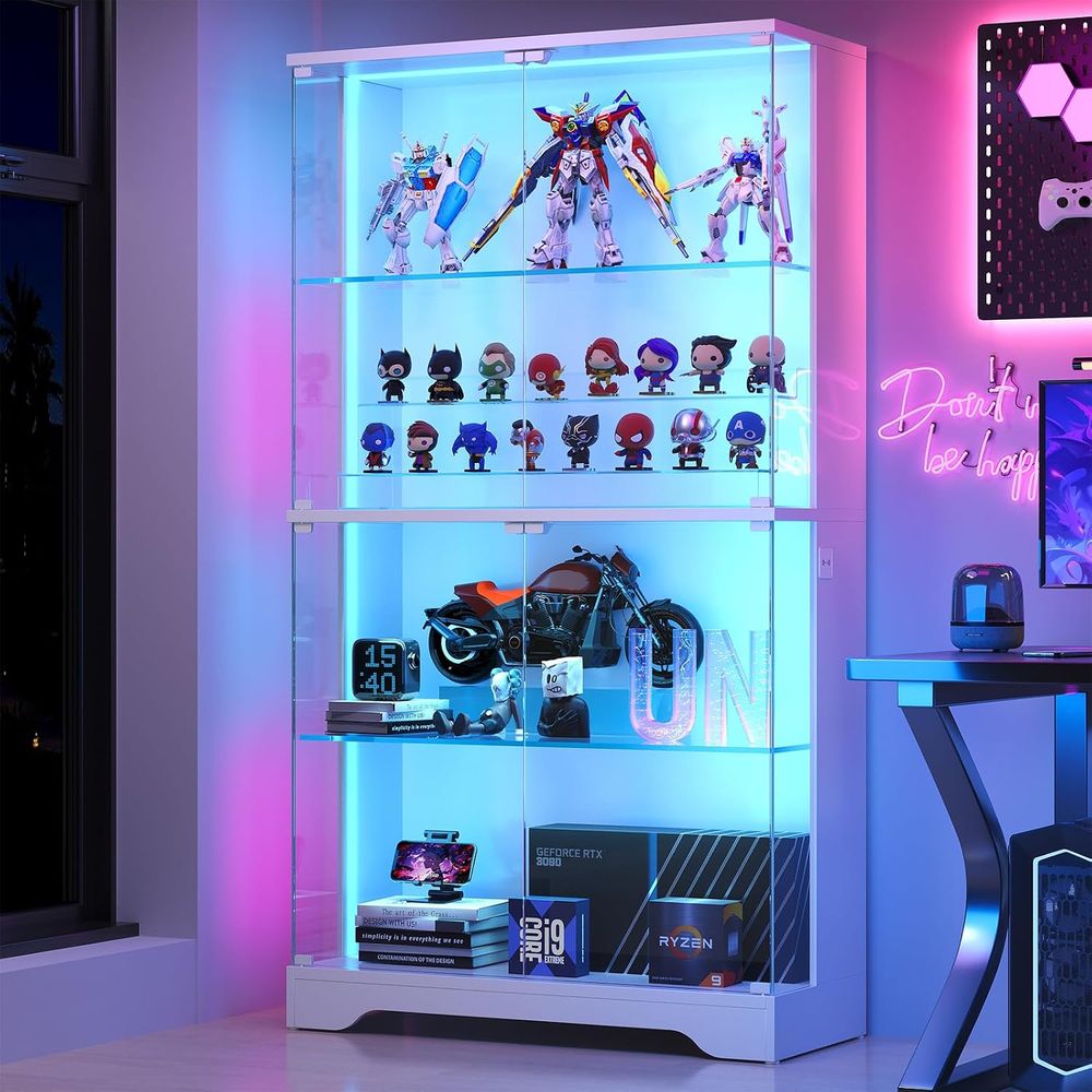 Collectible Collection - 4-уровневый стеклянный витринный шкаф с RGB-подсветкой