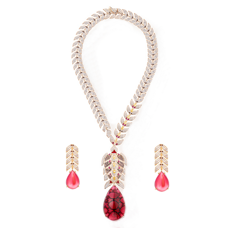 Vintage Collectible Jewelry - Дизайнерская коллекция Серьги Ожерелье Инкрустация Кубический