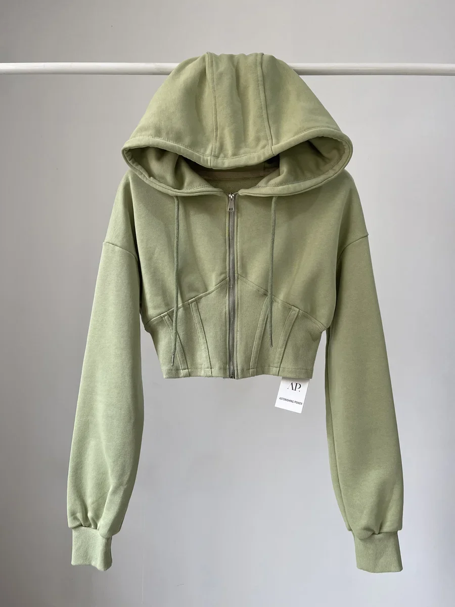 Vintage Zip Hoodie - Укороченные топы, модные толстовки для женщин