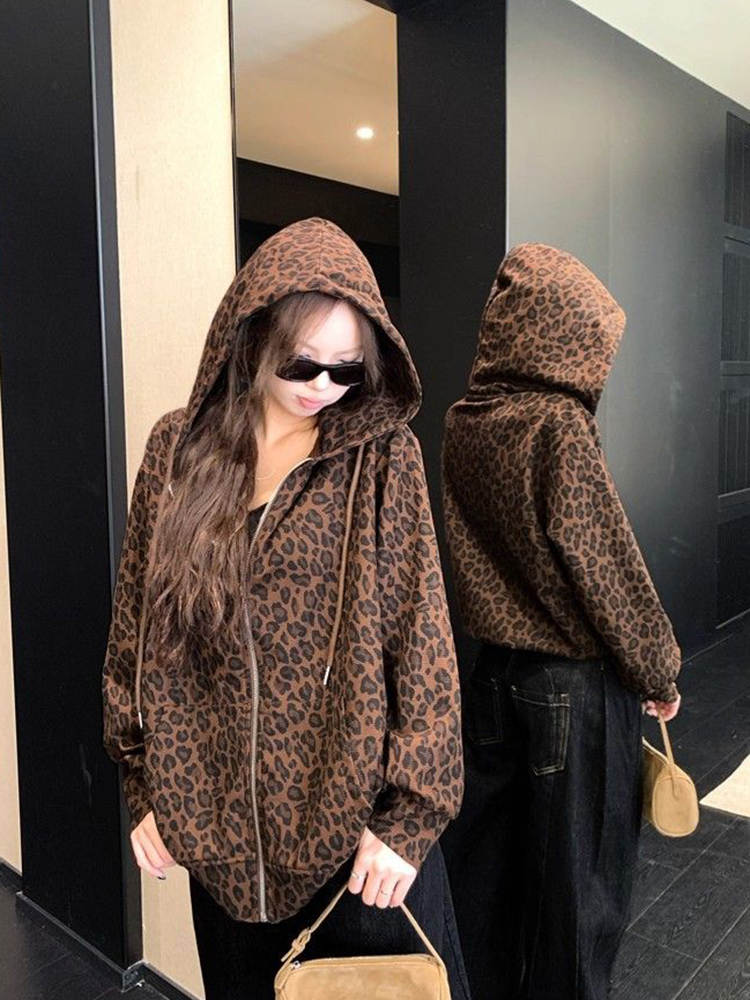 Женские леопардовые толстовки  – обзор и цена Vintage Zip Hoodie