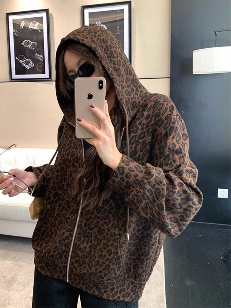 Женские леопардовые толстовки  – обзор и цена Vintage Zip Hoodie